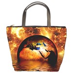 Earth Globe Water Fire Flame Bucket Bag Front