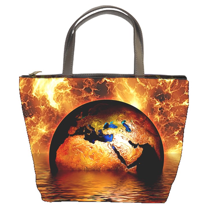 Earth Globe Water Fire Flame Bucket Bag