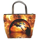 Earth Globe Water Fire Flame Bucket Bag Back