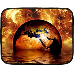 Earth Globe Water Fire Flame Double Sided Fleece Blanket (mini)  by HermanTelo