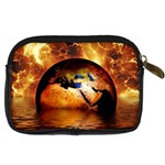 Earth Globe Water Fire Flame Digital Camera Leather Case Back