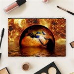 Earth Globe Water Fire Flame Cosmetic Bag (Large) Back