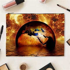 Earth Globe Water Fire Flame Cosmetic Bag (xl)