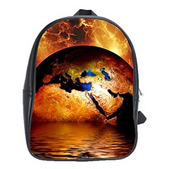 Earth Globe Water Fire Flame School Bag (large) by HermanTelo