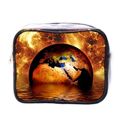 Earth Globe Water Fire Flame Mini Toiletries Bag (one Side)