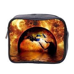 Earth Globe Water Fire Flame Mini Toiletries Bag (two Sides)