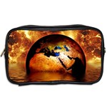 Earth Globe Water Fire Flame Toiletries Bag (Two Sides) Back