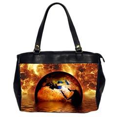 Earth Globe Water Fire Flame Oversize Office Handbag (2 Sides)