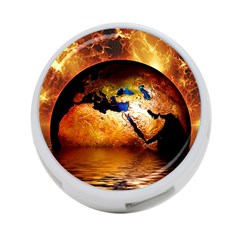 Earth Globe Water Fire Flame 4-port Usb Hub (one Side)