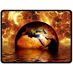 Earth Globe Water Fire Flame Fleece Blanket (large) 