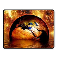 Earth Globe Water Fire Flame Fleece Blanket (small) by HermanTelo