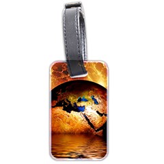 Earth Globe Water Fire Flame Luggage Tag (two Sides)