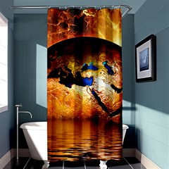 Earth Globe Water Fire Flame Shower Curtain 36  X 72  (stall)  by HermanTelo