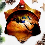 Earth Globe Water Fire Flame Ornament (Snowflake) Front