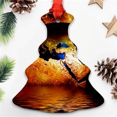 Earth Globe Water Fire Flame Christmas Tree Ornament (two Sides)