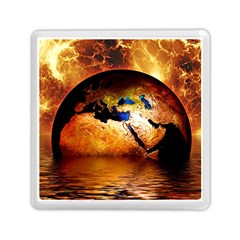 Earth Globe Water Fire Flame Memory Card Reader (square) by HermanTelo