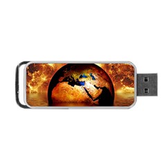 Earth Globe Water Fire Flame Portable Usb Flash (two Sides) by HermanTelo