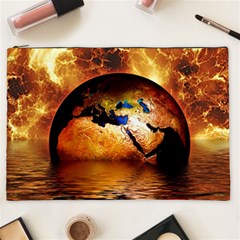 Earth Globe Water Fire Flame Cosmetic Bag (xxl)