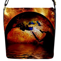 Earth Globe Water Fire Flame Flap Closure Messenger Bag (s) by HermanTelo