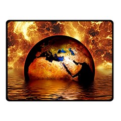 Earth Globe Water Fire Flame Double Sided Fleece Blanket (small)  by HermanTelo