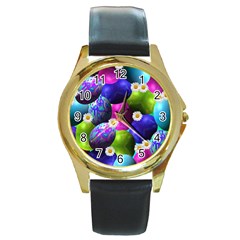 Eggs Happy Easter Round Gold Metal Watch by HermanTelo