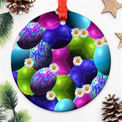 Eggs Happy Easter Round Ornament (two Sides)