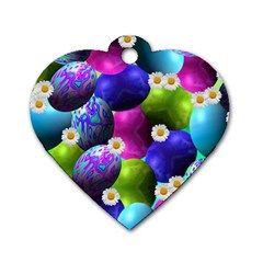 Eggs Happy Easter Dog Tag Heart (one Side)