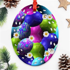 Eggs Happy Easter Ornament (oval Filigree)