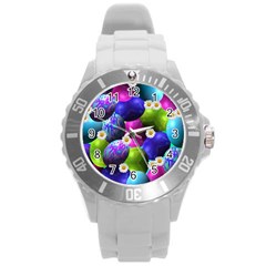 Eggs Happy Easter Round Plastic Sport Watch (l)