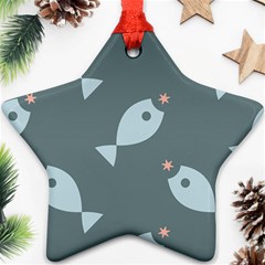 Fish Star Water Pattern Ornament (star) by HermanTelo