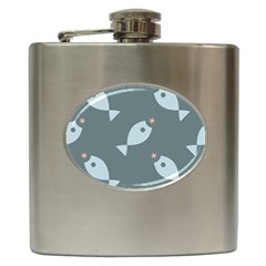 Fish Star Water Pattern Hip Flask (6 Oz) by HermanTelo