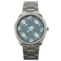 Fish Star Water Pattern Sport Metal Watch