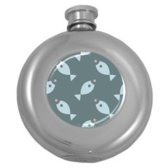 Fish Star Water Pattern Round Hip Flask (5 Oz)