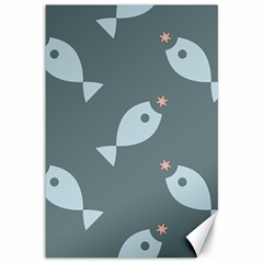 Fish Star Water Pattern Canvas 12  X 18  by HermanTelo