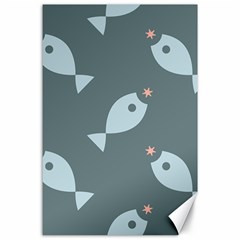 Fish Star Water Pattern Canvas 24  X 36 