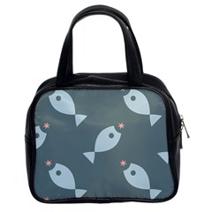 Fish Star Water Pattern Classic Handbag (two Sides) by HermanTelo