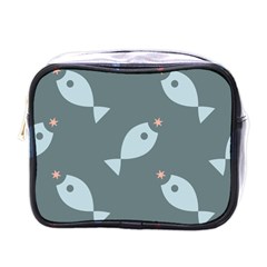 Fish Star Water Pattern Mini Toiletries Bag (one Side)