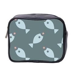 Fish Star Water Pattern Mini Toiletries Bag (two Sides)