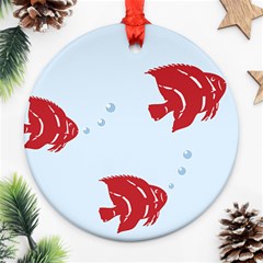 Fish Red Sea Water Swimming Ornament (round) by HermanTelo