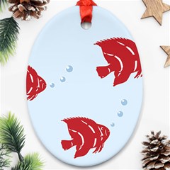 Fish Red Sea Water Swimming Ornament (oval) by HermanTelo