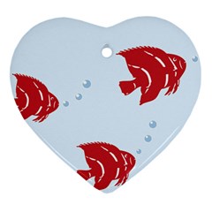 Fish Red Sea Water Swimming Ornament (heart) by HermanTelo