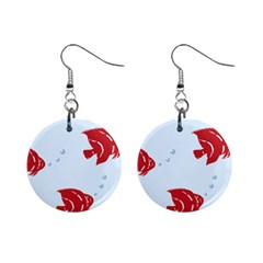 Fish Red Sea Water Swimming Mini Button Earrings by HermanTelo