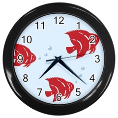 Fish Red Sea Water Swimming Wall Clock (black) by HermanTelo