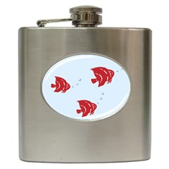 Fish Red Sea Water Swimming Hip Flask (6 Oz) by HermanTelo