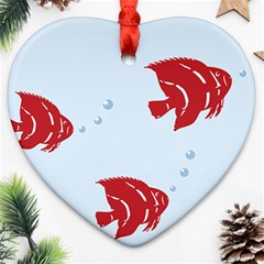 Fish Red Sea Water Swimming Heart Ornament (two Sides)