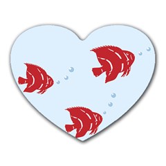 Fish Red Sea Water Swimming Heart Mousepads