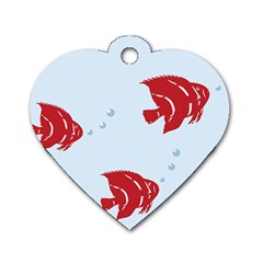 Fish Red Sea Water Swimming Dog Tag Heart (two Sides) by HermanTelo