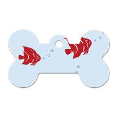 Fish Red Sea Water Swimming Dog Tag Bone (one Side) by HermanTelo