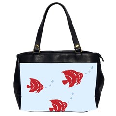 Fish Red Sea Water Swimming Oversize Office Handbag (2 Sides)