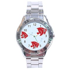 Fish Red Sea Water Swimming Stainless Steel Analogue Watch by HermanTelo